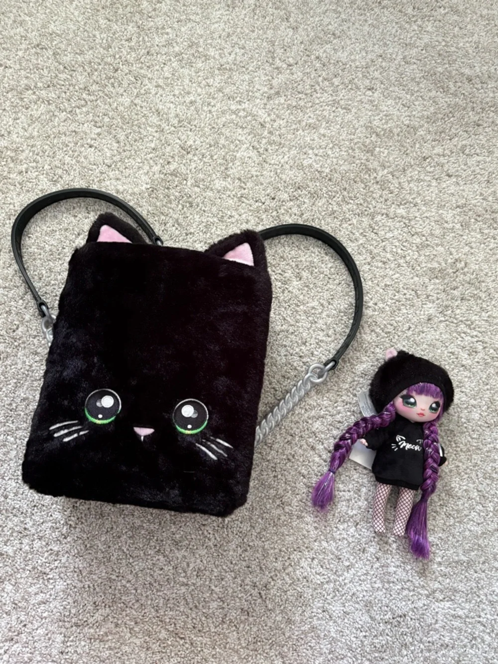 Na! Na! Na! Surprise plush Backpack Black Kitty w Limited Edition Doll Playset
